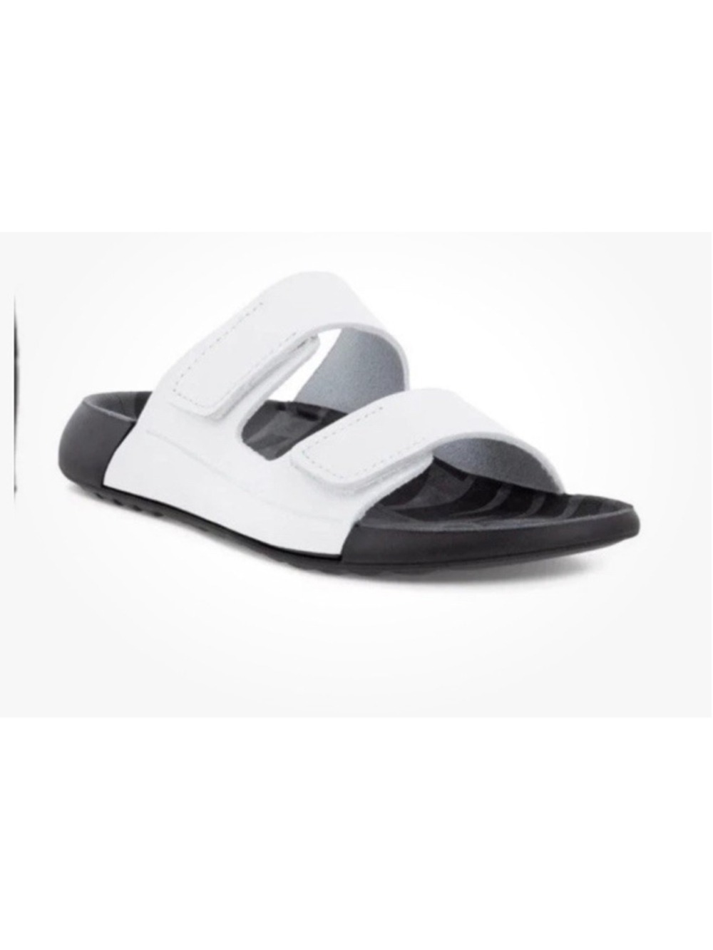 Ecco 2nd Cozmo 2 Band Leather Slide White Sandal Size 6-6.5